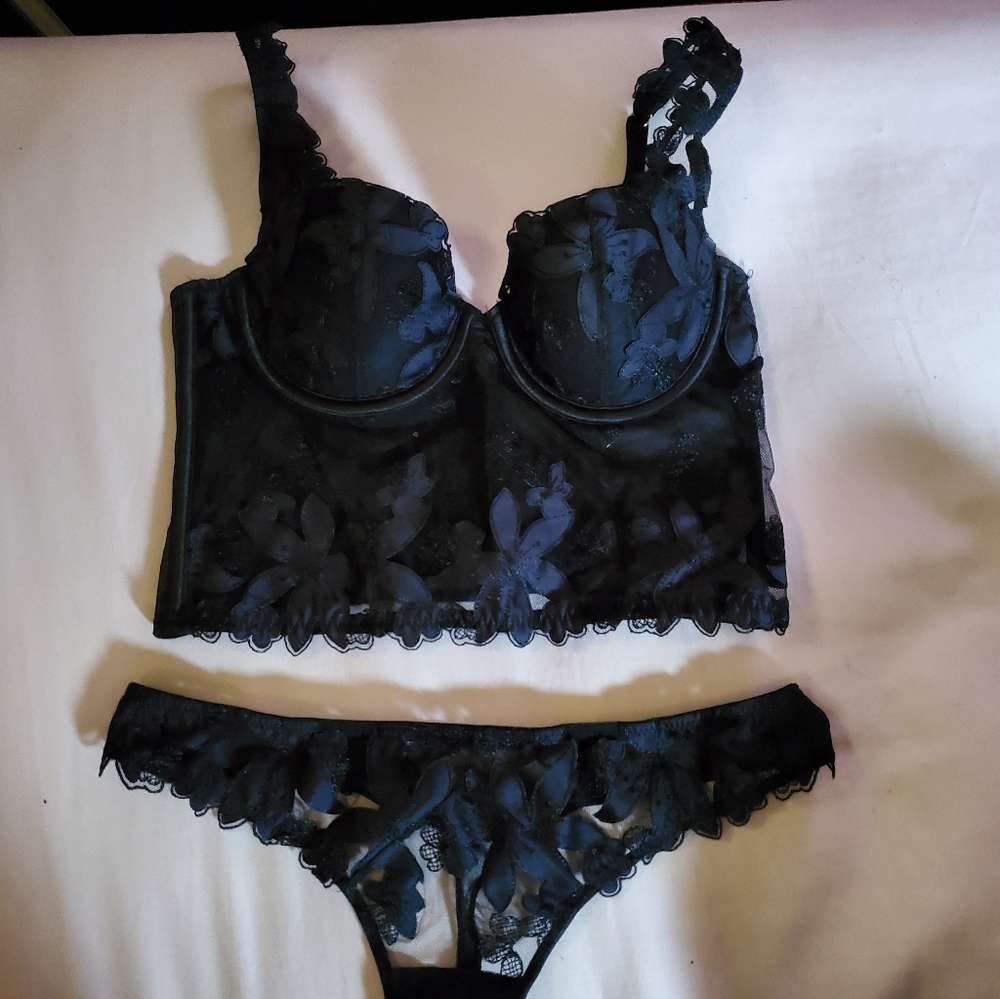 Victoria's Secret Floral Lace Corset and Panty Set